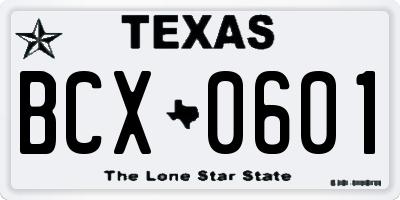 TX license plate BCX0601