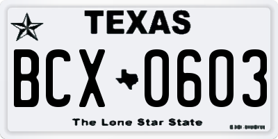 TX license plate BCX0603