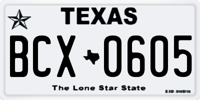 TX license plate BCX0605