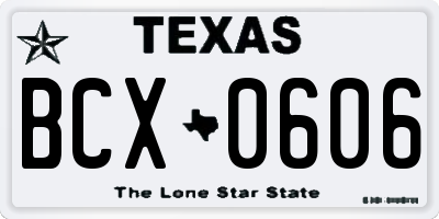 TX license plate BCX0606