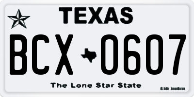 TX license plate BCX0607