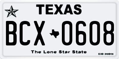 TX license plate BCX0608