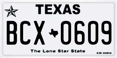 TX license plate BCX0609
