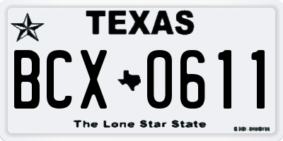 TX license plate BCX0611