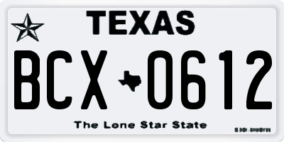 TX license plate BCX0612