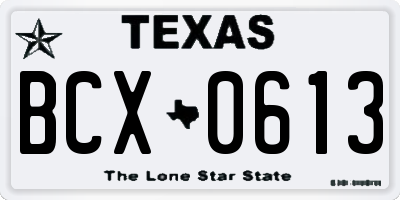 TX license plate BCX0613