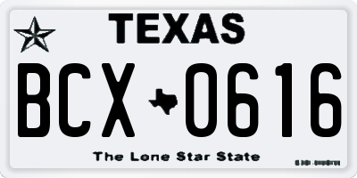 TX license plate BCX0616