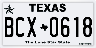 TX license plate BCX0618