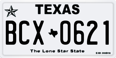 TX license plate BCX0621