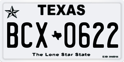TX license plate BCX0622