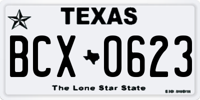 TX license plate BCX0623