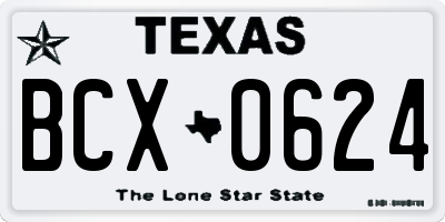 TX license plate BCX0624