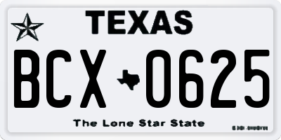 TX license plate BCX0625