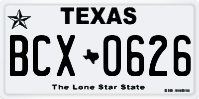 TX license plate BCX0626