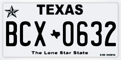 TX license plate BCX0632
