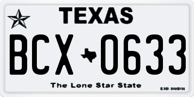TX license plate BCX0633