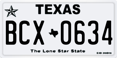 TX license plate BCX0634