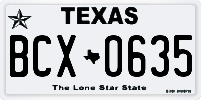 TX license plate BCX0635