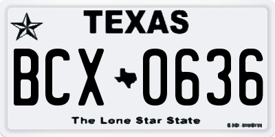 TX license plate BCX0636