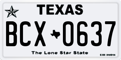 TX license plate BCX0637