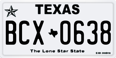 TX license plate BCX0638