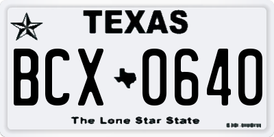 TX license plate BCX0640