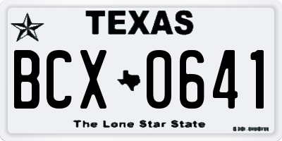 TX license plate BCX0641
