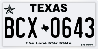 TX license plate BCX0643