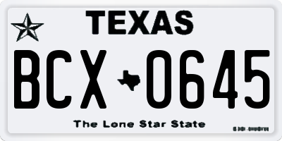 TX license plate BCX0645