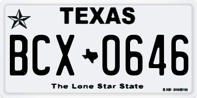 TX license plate BCX0646