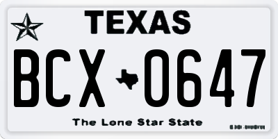 TX license plate BCX0647