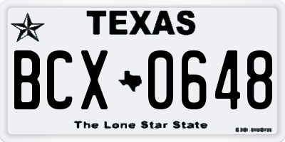 TX license plate BCX0648