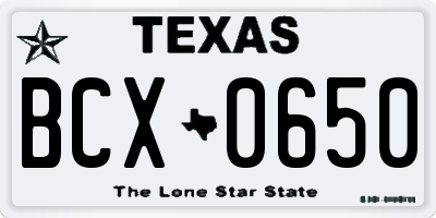 TX license plate BCX0650