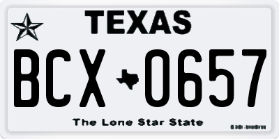 TX license plate BCX0657