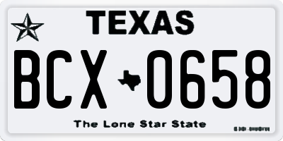 TX license plate BCX0658