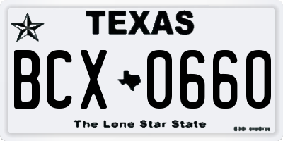 TX license plate BCX0660