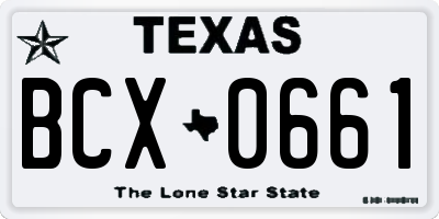 TX license plate BCX0661