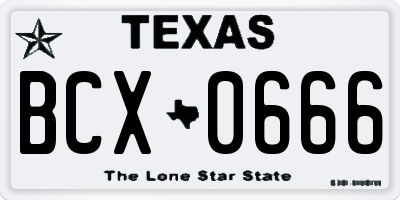 TX license plate BCX0666