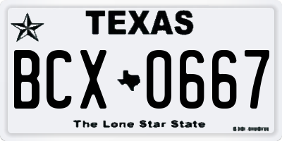 TX license plate BCX0667