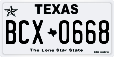 TX license plate BCX0668