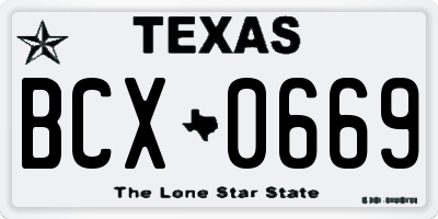 TX license plate BCX0669