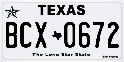 TX license plate BCX0672