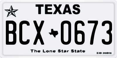TX license plate BCX0673