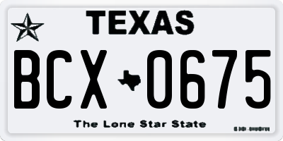 TX license plate BCX0675