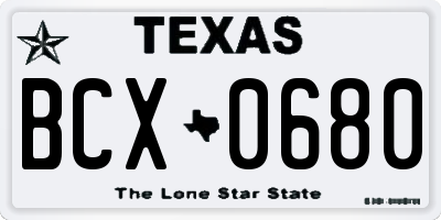 TX license plate BCX0680