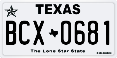 TX license plate BCX0681