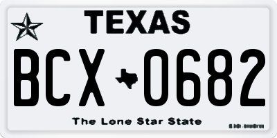 TX license plate BCX0682