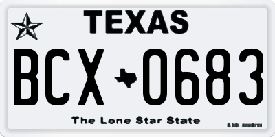 TX license plate BCX0683