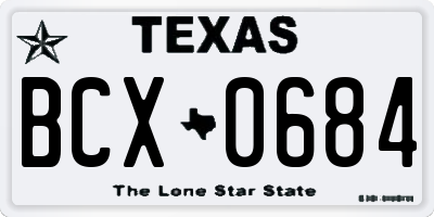 TX license plate BCX0684