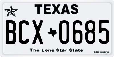 TX license plate BCX0685